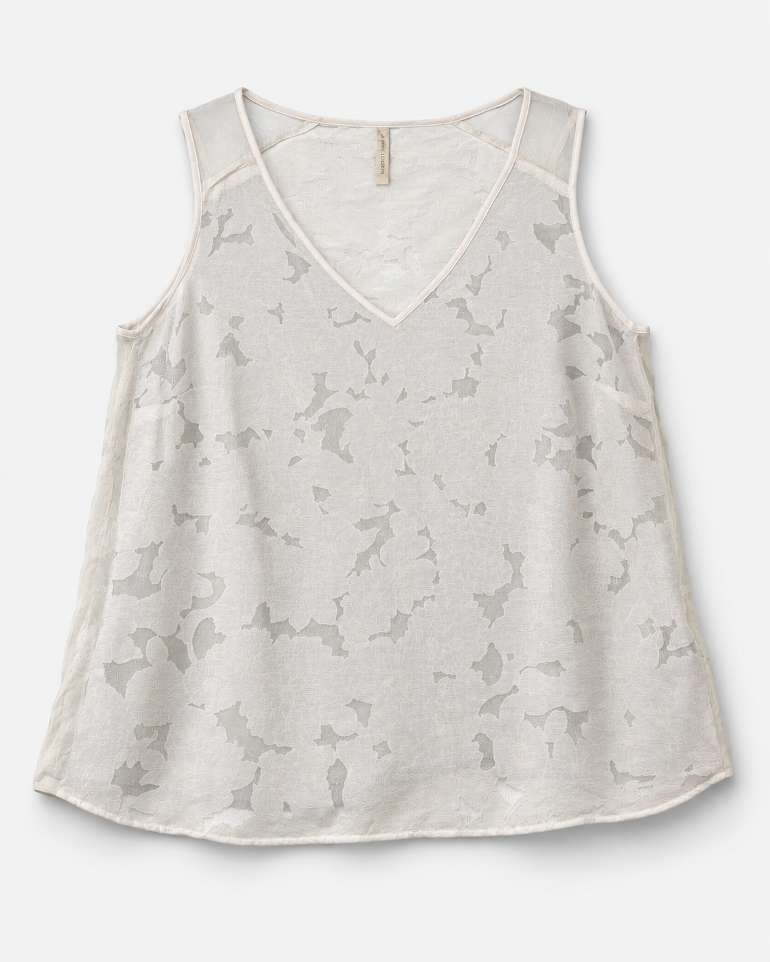 BLUSA CREMA SIN MANGAS CON TEXTURA FLORAL PARA MUJER | YARGICI | TALLA M