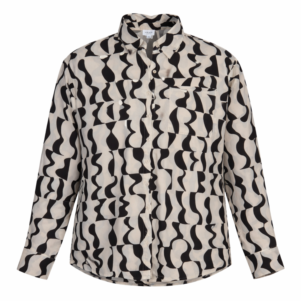 BLUSA MANGA LARGA CON ESTAMPADO ABSTRACTO | LE LIS COLLECTION | TALLA XS (OVERSIZE)