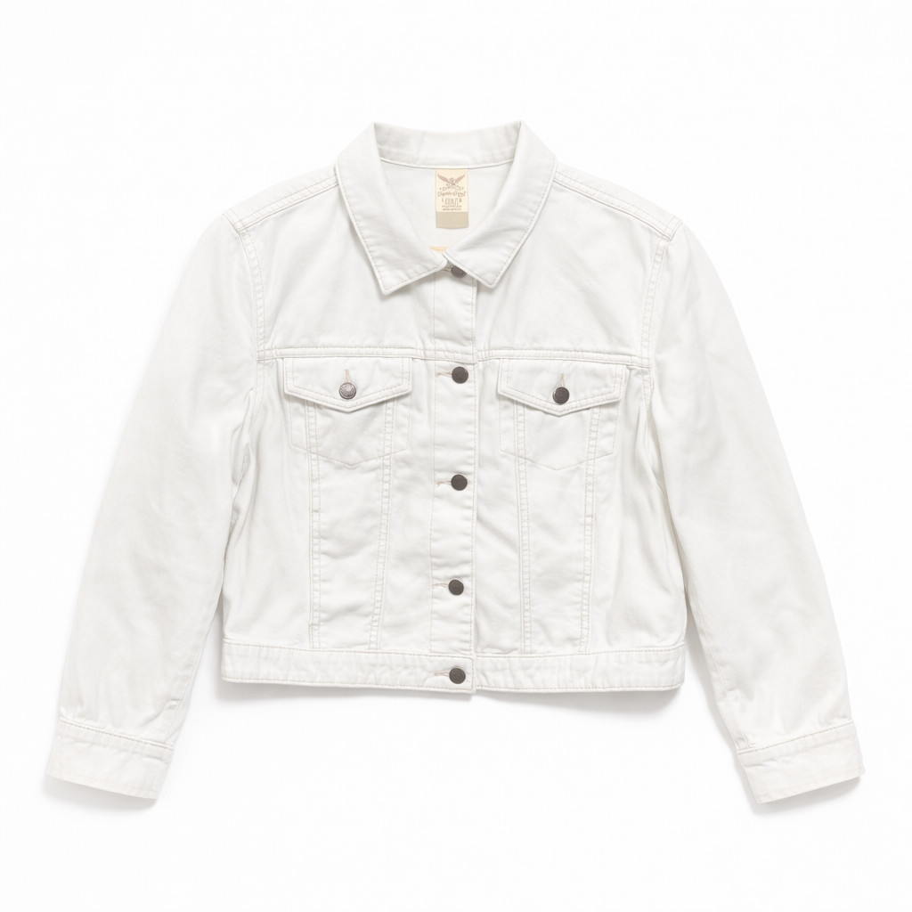 CHAQUETA DE DENIM BLANCA PARA NIÑAS | FADED GLORY | TALLA L (12–14)