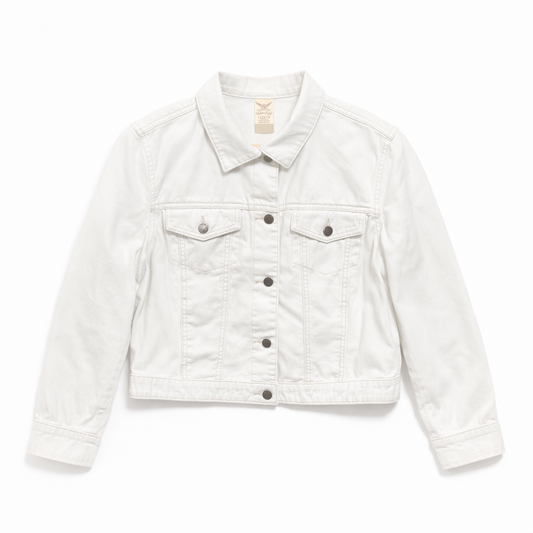 CHAQUETA DE DENIM BLANCA PARA NIÑAS | FADED GLORY | TALLA L (12–14)