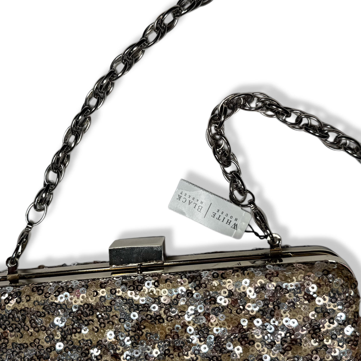 Clutch dorado de lentejuelas para mujer, marca White House Black Market, foto 5