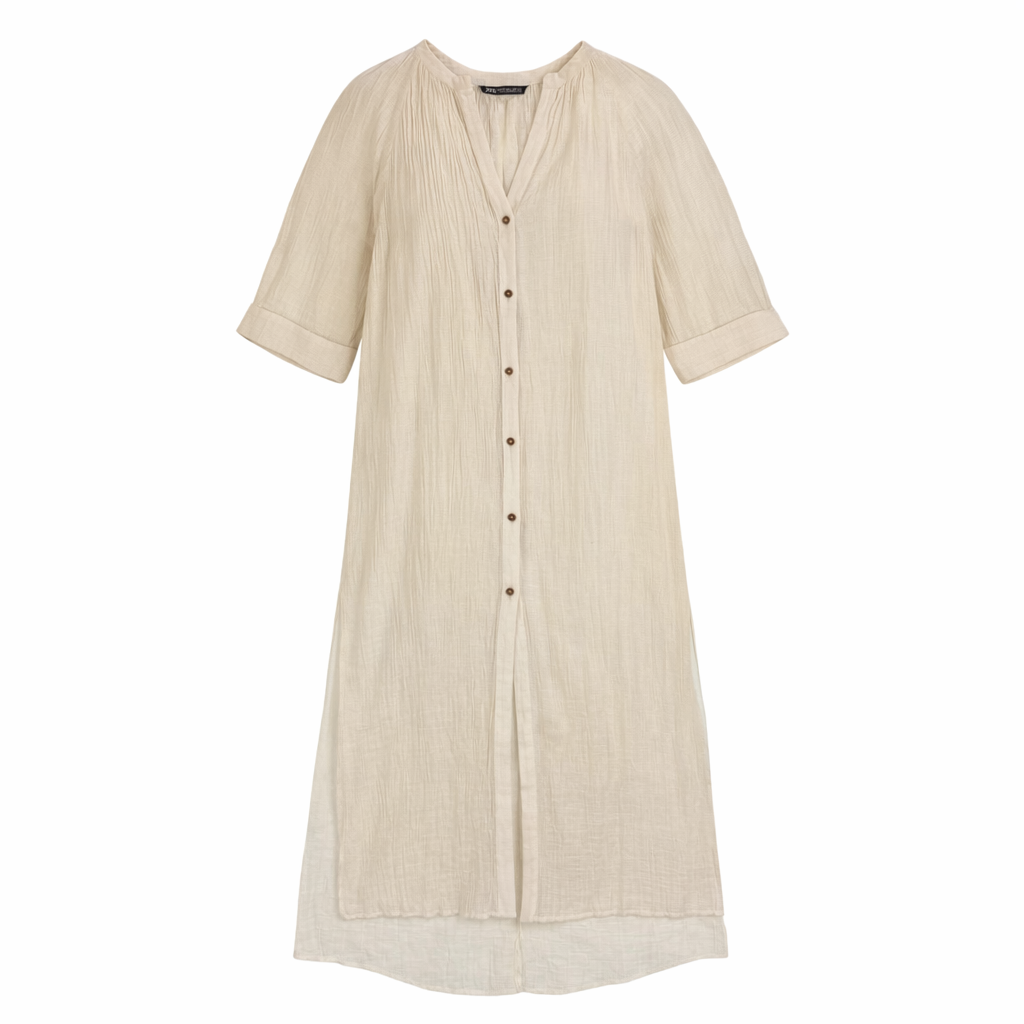 VESTIDO CAMISERO LARGO DE ALGODÓN | ZARA | TALLA XS