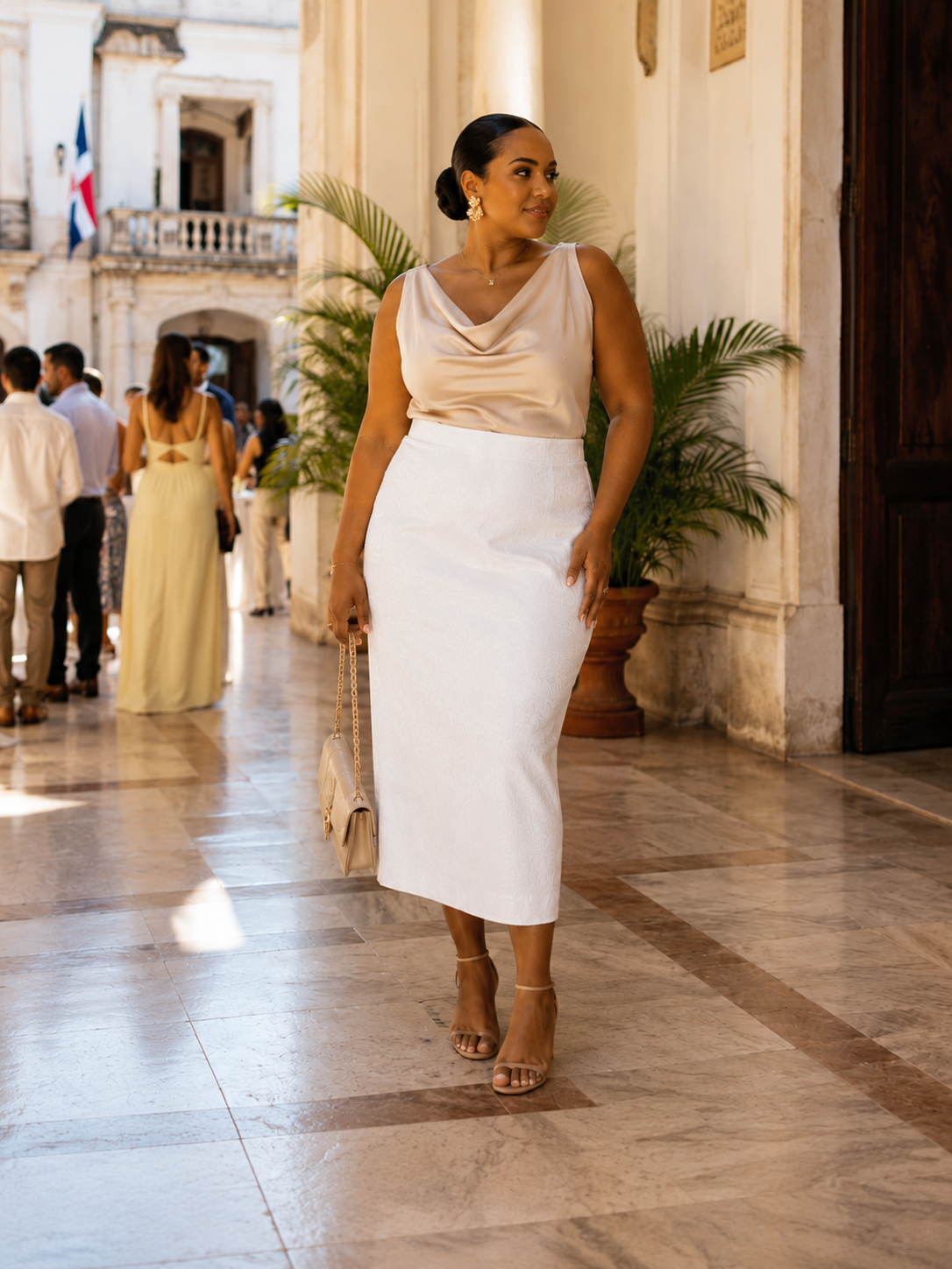 NUEVA CON ETIQUETA | FALDA LÁPIZ BLANCA TEXTURIZADA | LE SUIT | TALLA 14
