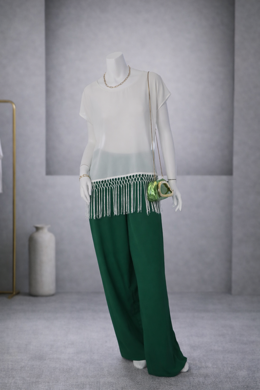 TOP BLANCO CON FLECOS | TALLA M/ L