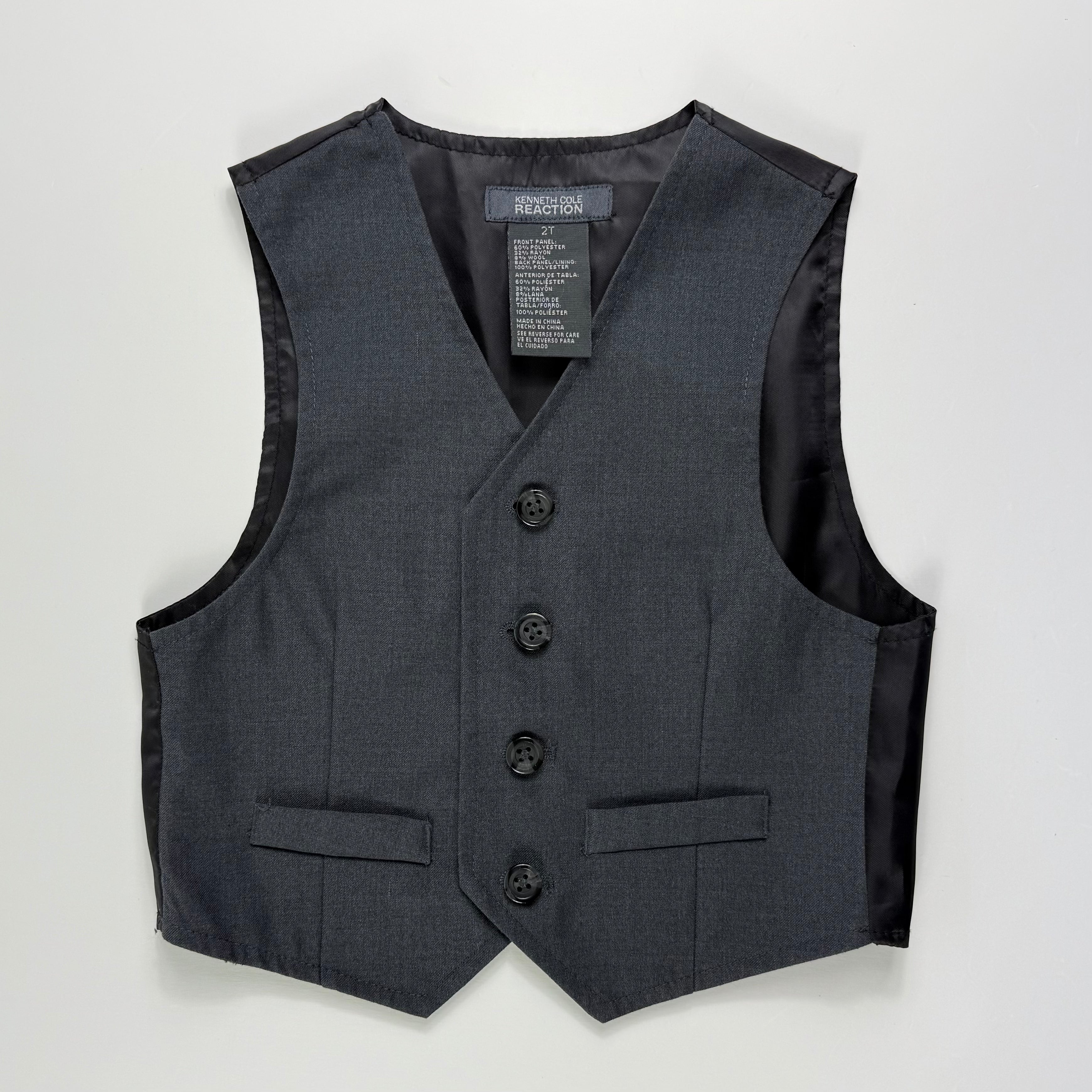 Chaleco gris de vestir para niño, marca Kenneth Cole Reaction, talla 2T, foto 2