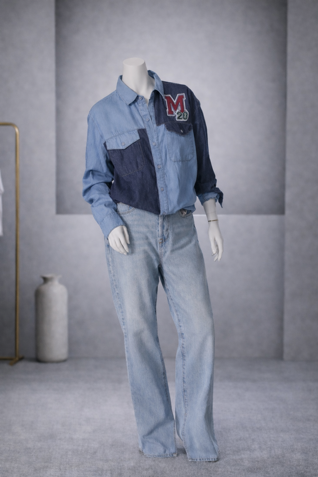 CAMISA DENIM BICOLOR DE MICKEY MOUSE | DISNEY | TALLA M