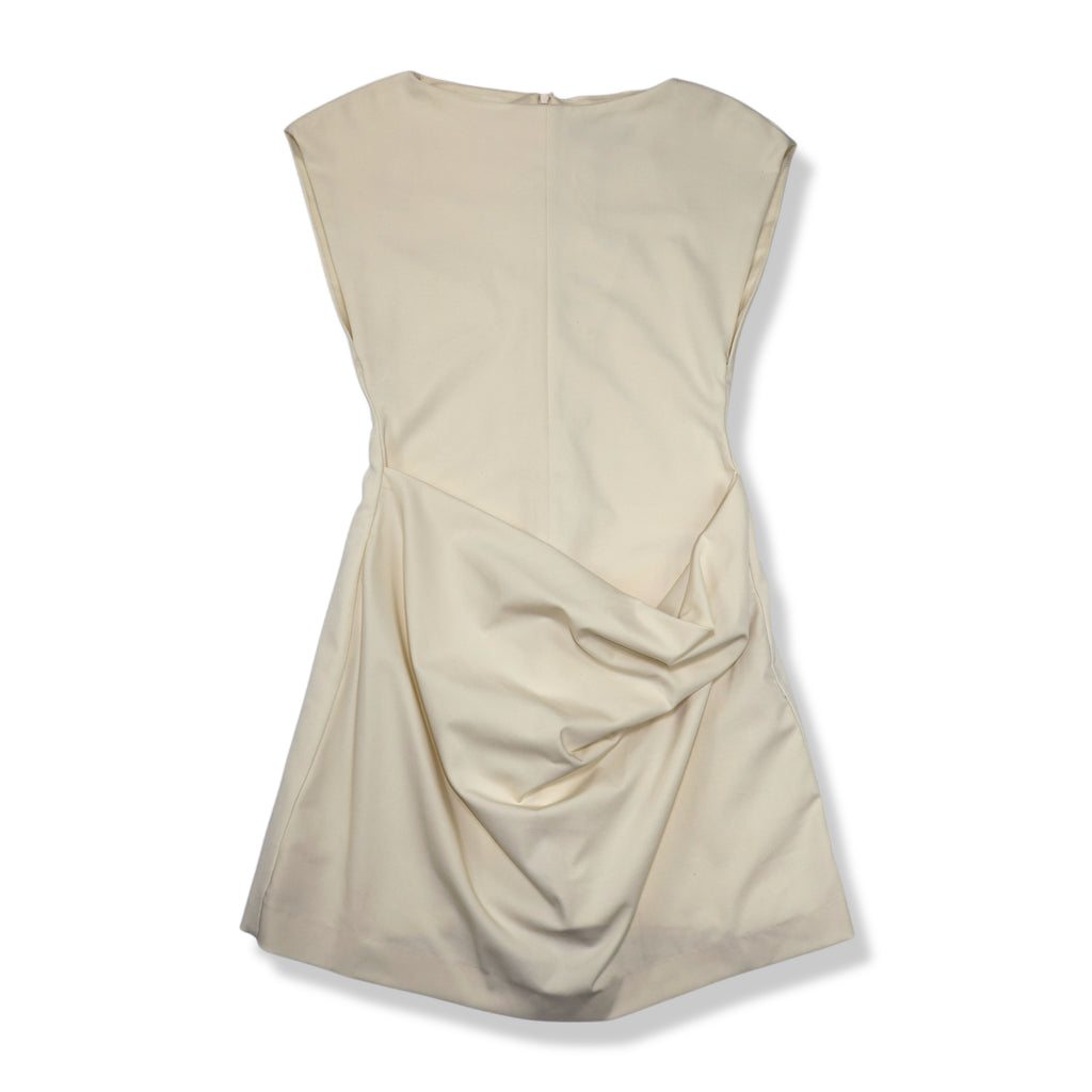 Vestido crema con drapeado Zara, talla S, foto 4