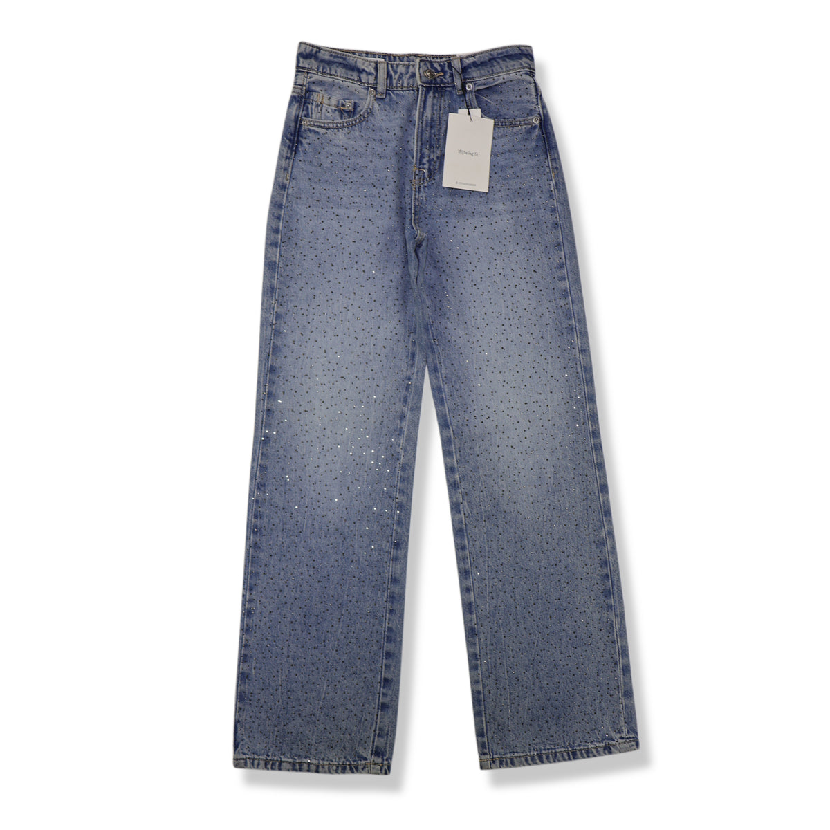 Jeans wide leg con brillos Stradivarius, talla 2, foto 2