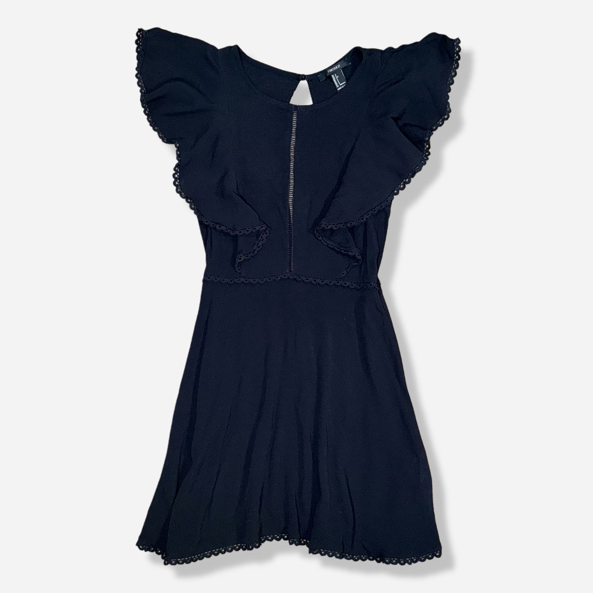 Vestido negro con vuelos Forever 21, talla S, foto 2
