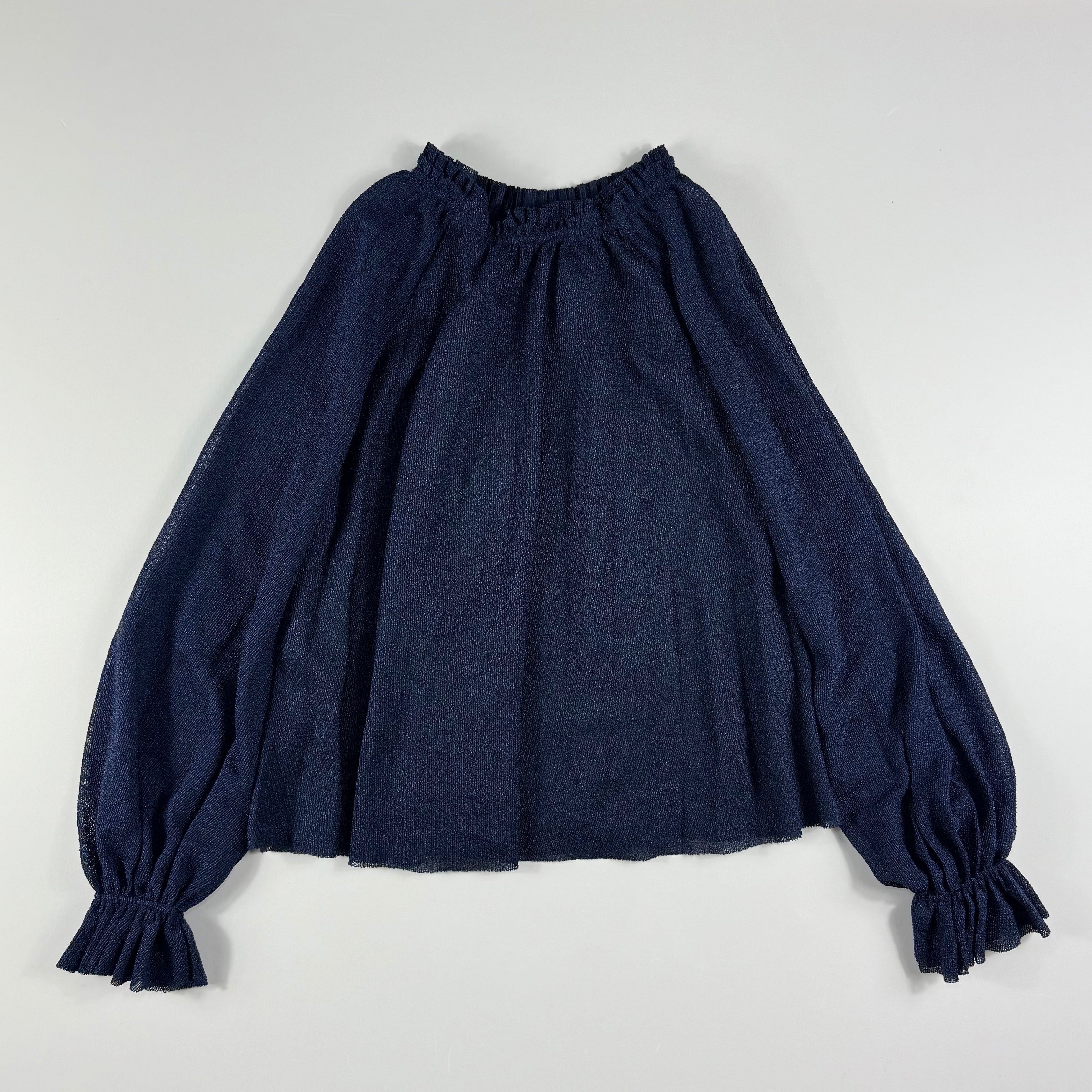 Blusa azul marino con mangas globo para mujer Zara talla S, foto 2