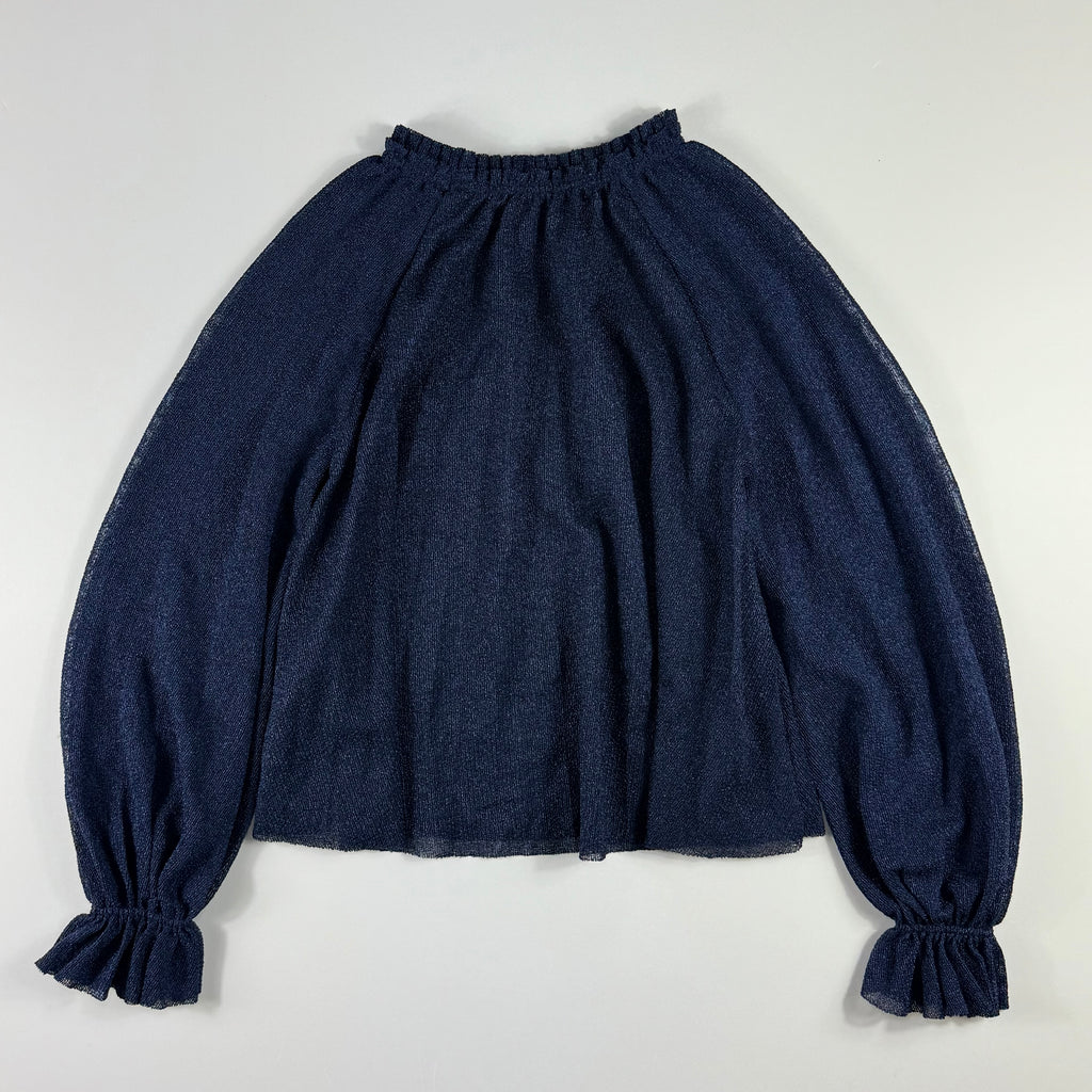 Blusa azul marino con mangas globo para mujer Zara talla S, foto 3
