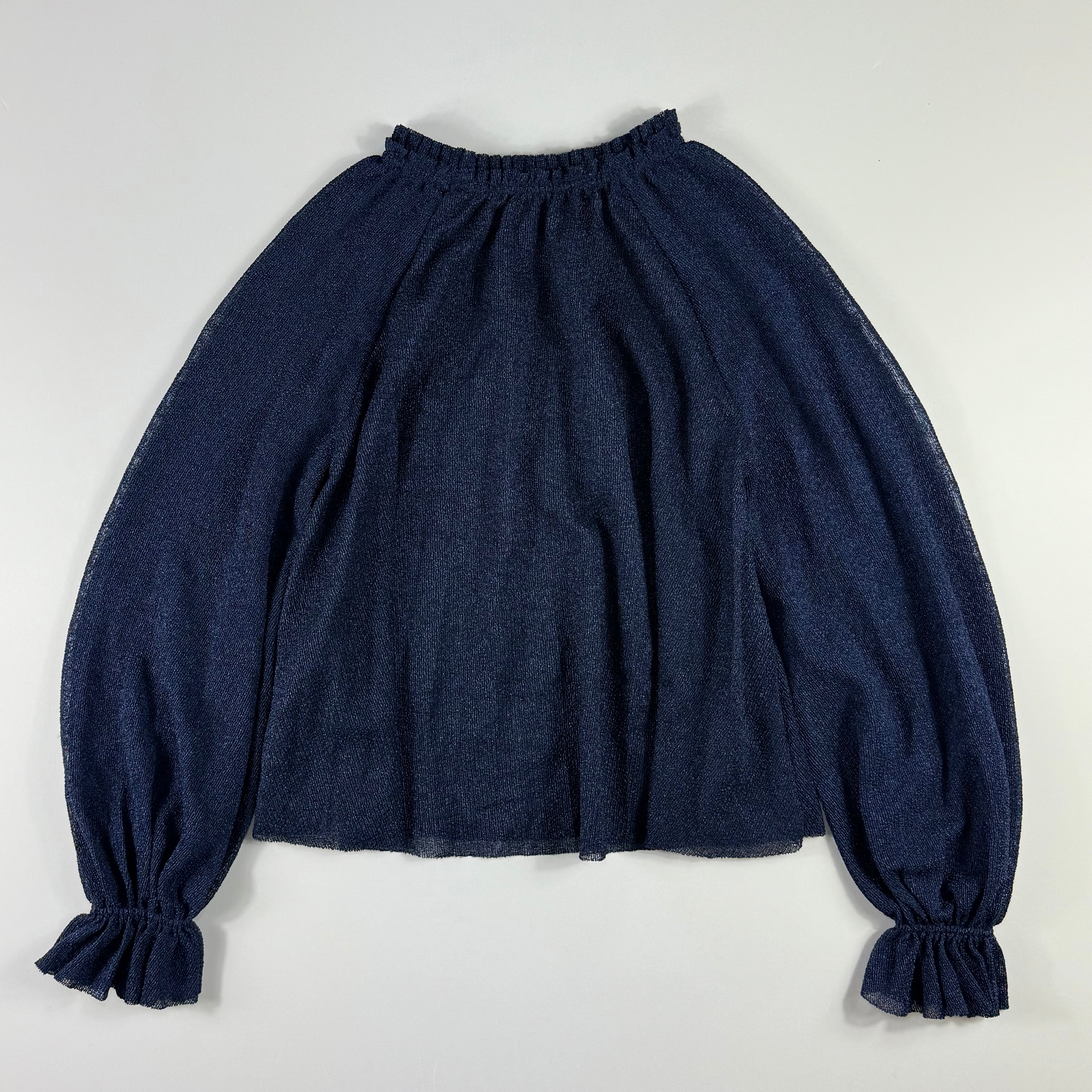 Blusa azul marino con mangas globo para mujer Zara talla S, foto 3
