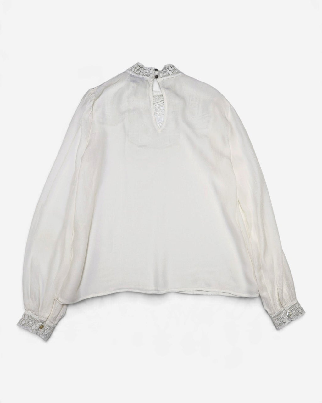 Blusa blanca de encaje con cuello alto para mujer Reserved talla S, foto 5