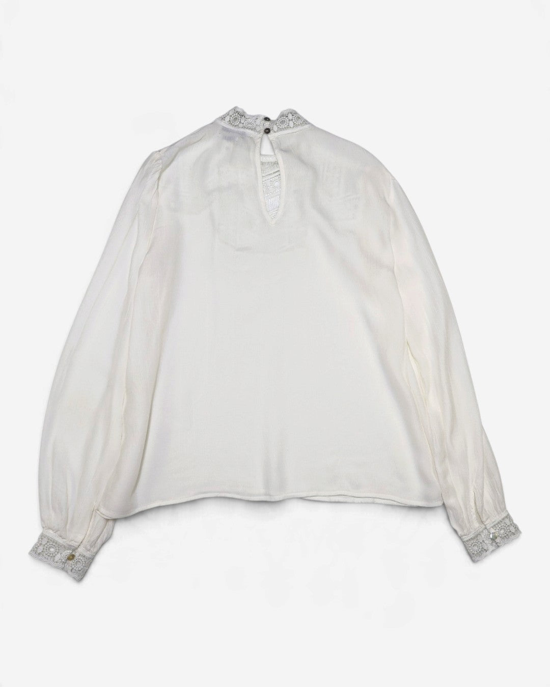Blusa blanca de encaje con cuello alto para mujer Reserved talla S, foto 5