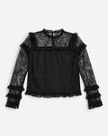 Blusa negra de encaje con volantes para mujer Forever 21 talla S, ropa de segunda mano en República Dominicana