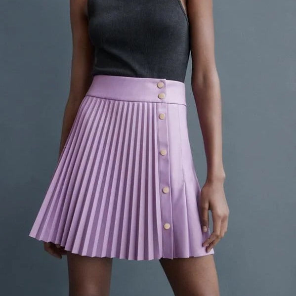 FALDA PLISADA FAUX LEATHER | ZARA | S