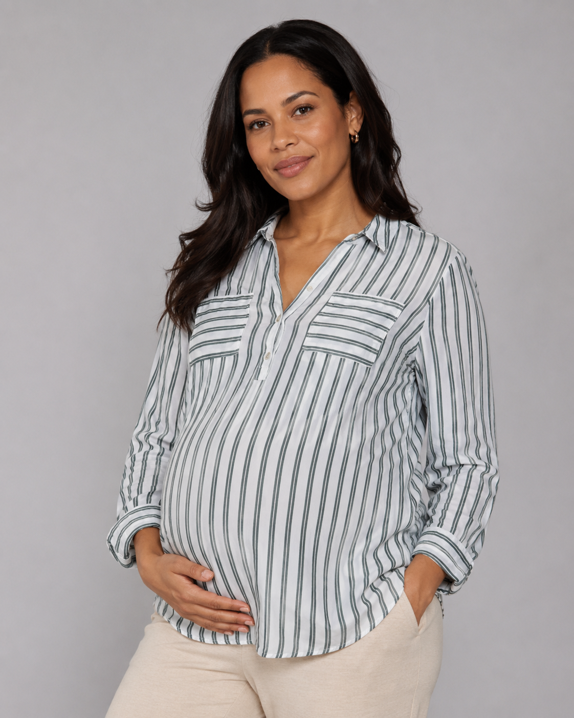 BLUSA DE RAYAS MANGA LARGA (MATERNIDAD) | ISABEL MATERNITY | TALLA L
