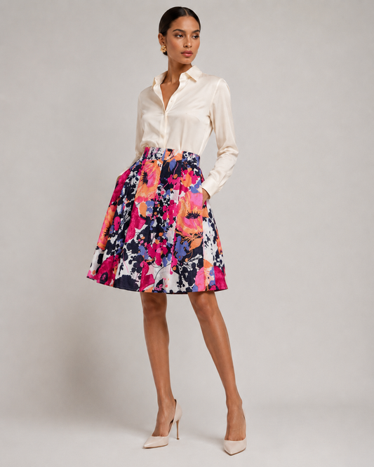 FALDA CORTA PLISADA CON ESTAMPADO FLORAL | NEW YORK & COMPANY | TALLA 6