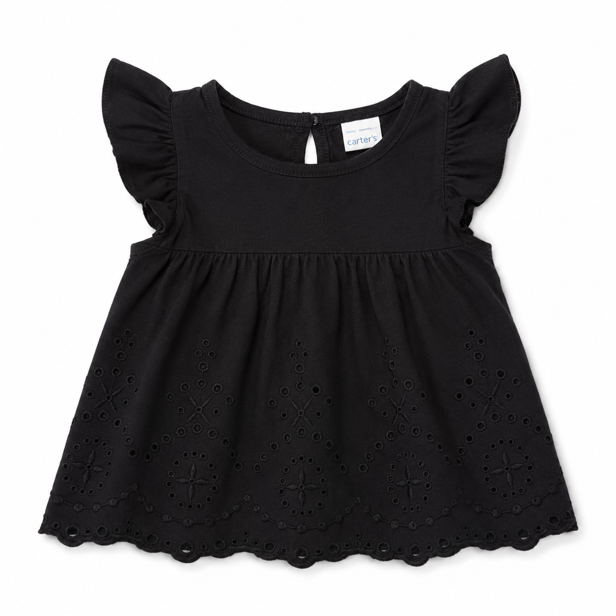 TOP NEGRO CON BORDADO EYELET PARA BEBÉS | CARTER’S | TALLA NB