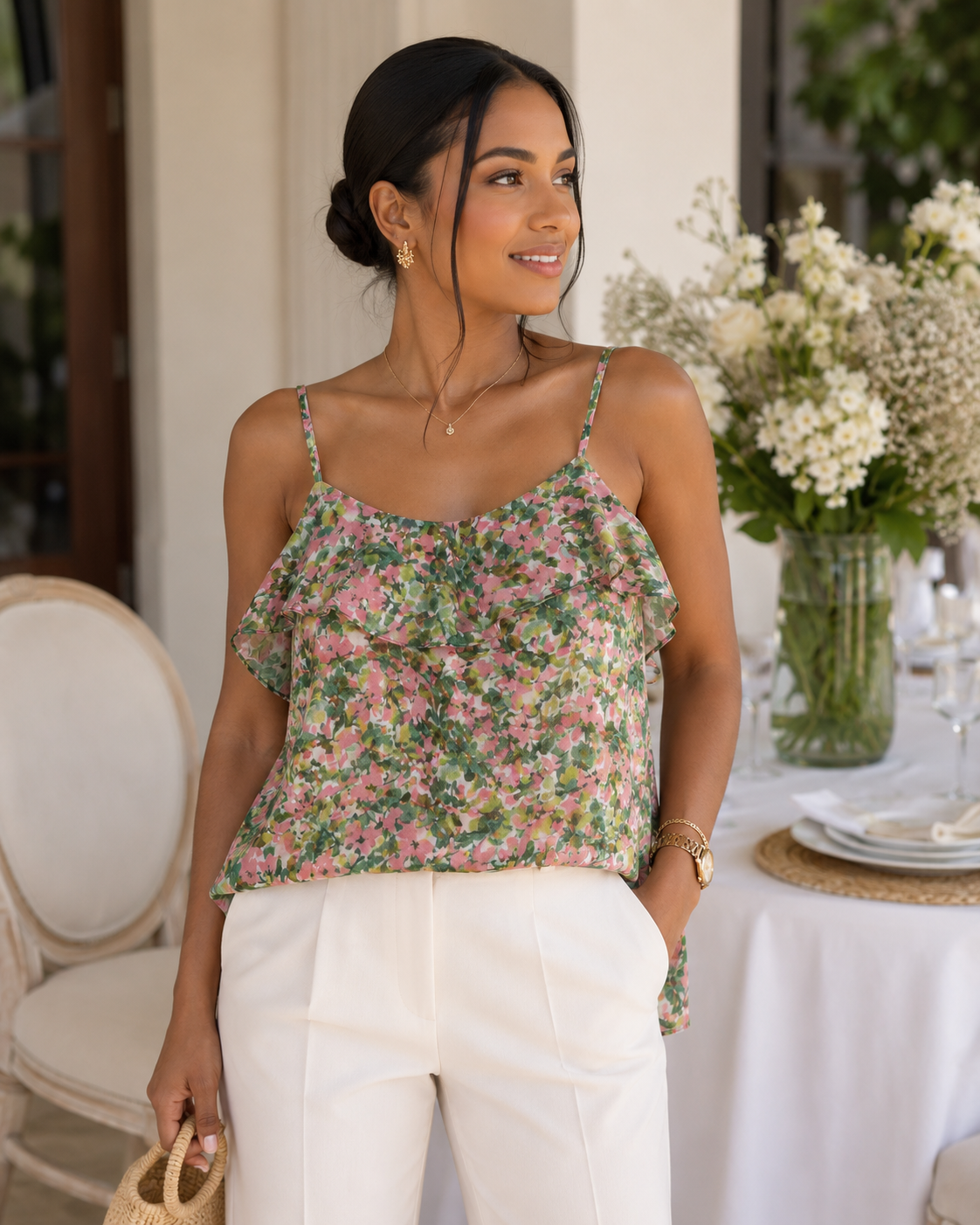 TOP DE TIRANTES AJUSTABLES CON ESTAMPADO FLORAL | GILLI | TALLA S