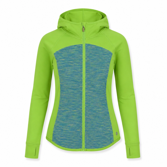 CHAQUETA DEPORTIVA VERDE NEÓN CON CAPUCHA | 90 DEGREE BY REFLEX | TALLA M
