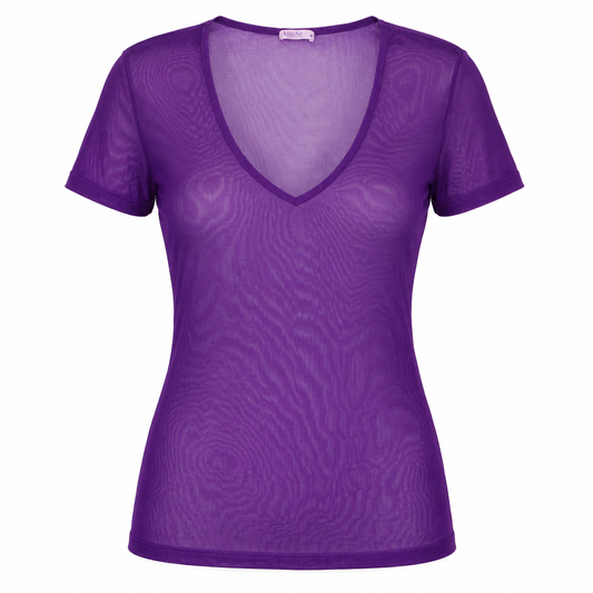 BLUSA CON TRANSPARENCIA MORADA | ALLCHIC | TALLA M