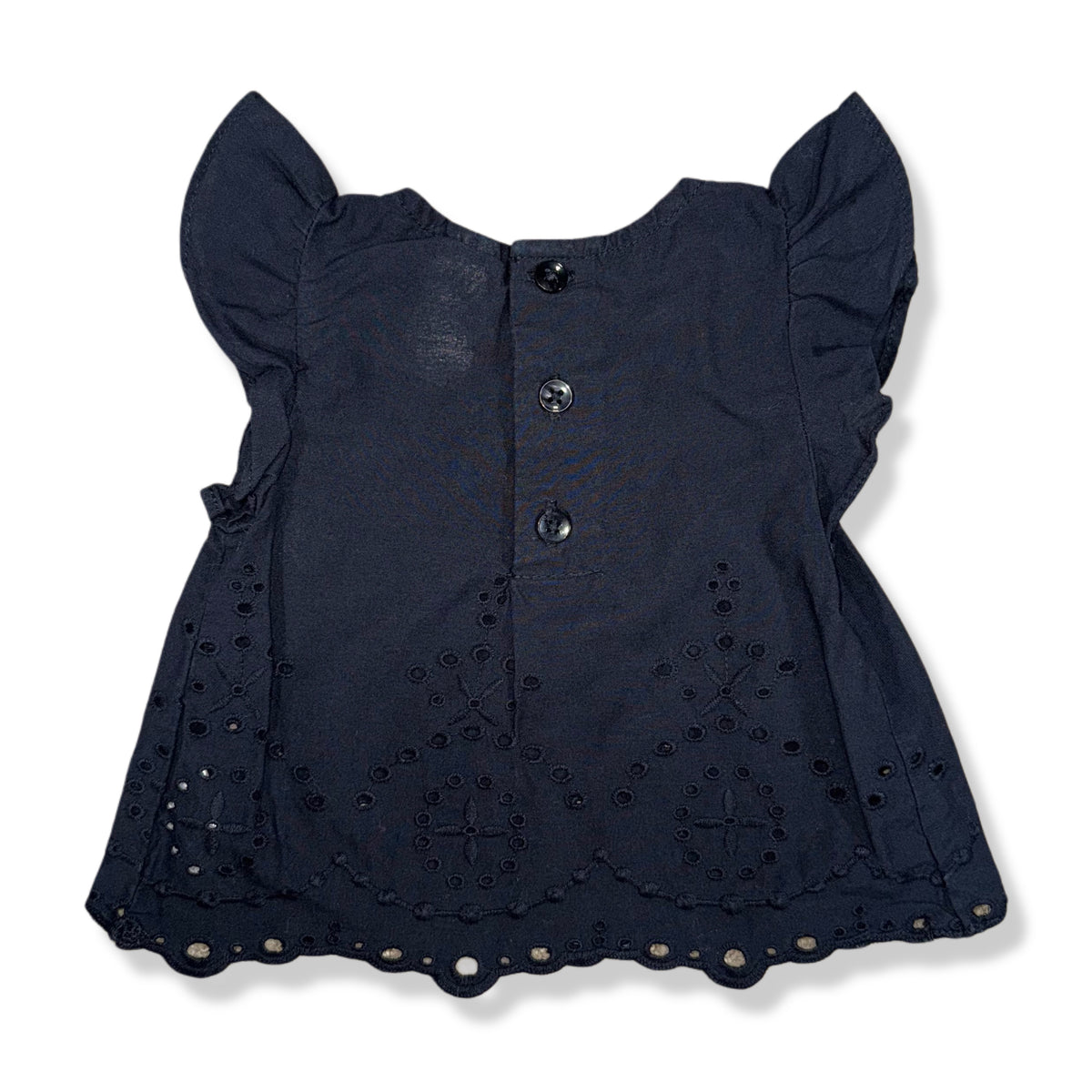 Blusa negra con bordado eyelet para bebé Carter's talla NB, foto 3