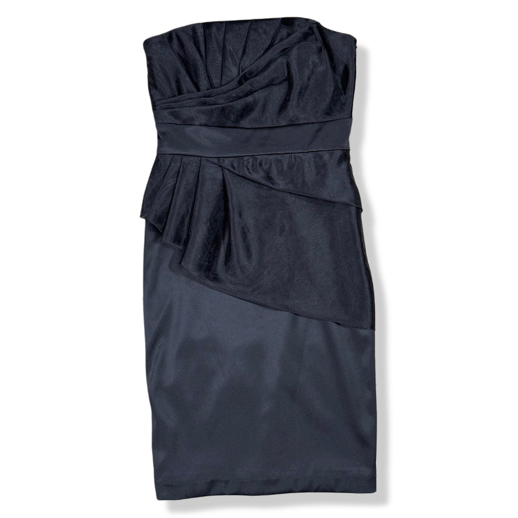 Vestido negro strapless drapeado para mujer, marca White House Black Market, talla 0, foto 2