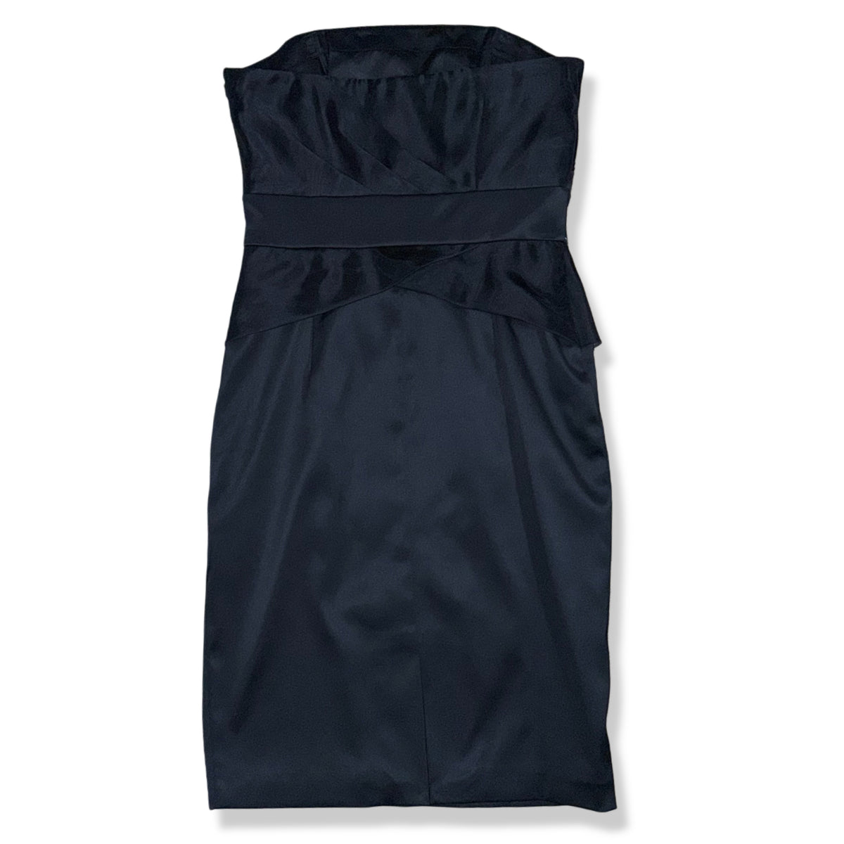 Vestido negro strapless drapeado para mujer, marca White House Black Market, talla 0, foto 3