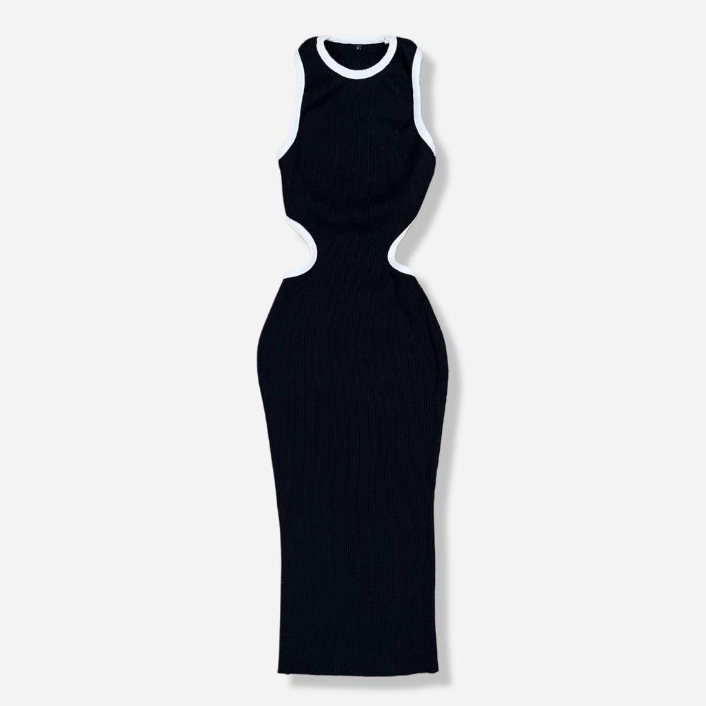 Vestido maxi negro ajustado con espalda descubierta para mujer, talla S, foto 3