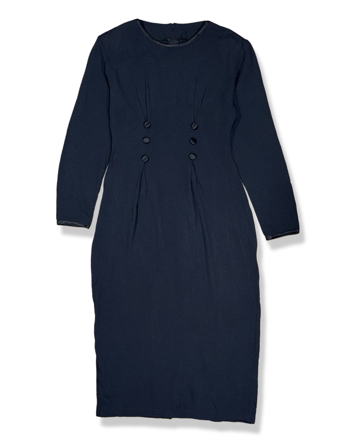 Vestido azul marino de mangas largas con botones para mujer, talla 6, foto 3