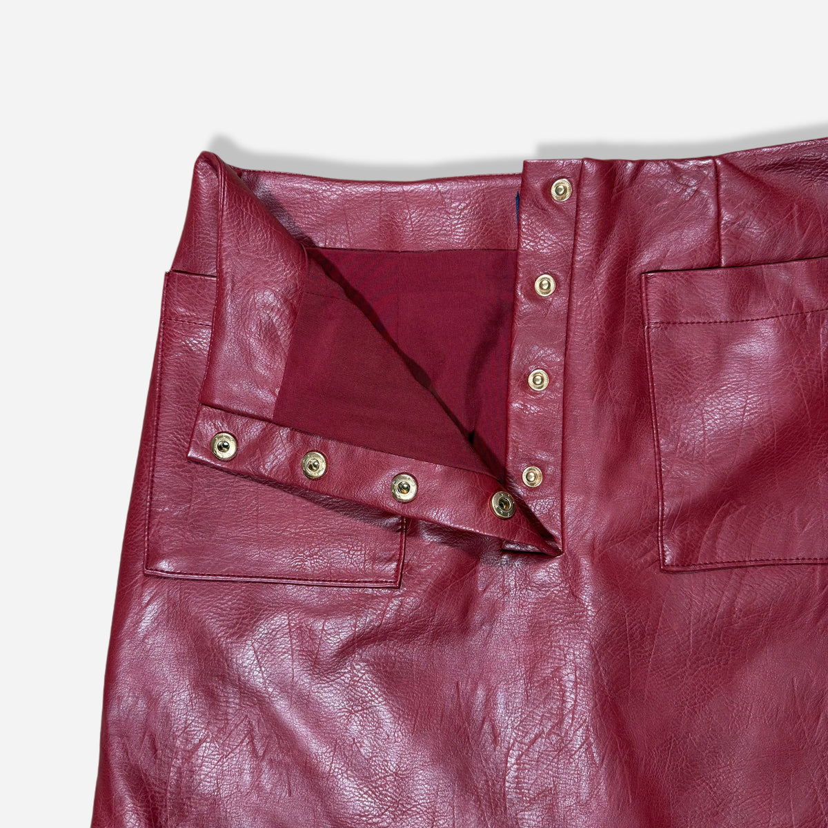 Falda vino de piel sintética Forever 21, talla S, foto 2