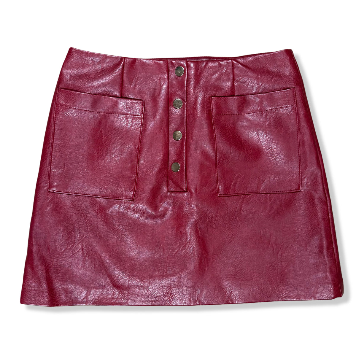 Falda vino de piel sintética Forever 21, talla S, ropa de segunda mano en República Dominicana