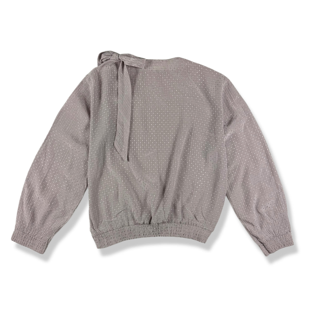 Blusa lila con lazo en el cuello para mujer talla 8, foto 3
