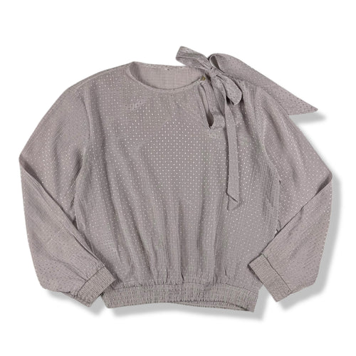 Blusa lila con lazo en el cuello para mujer talla 8, ropa de segunda mano en República Dominicana