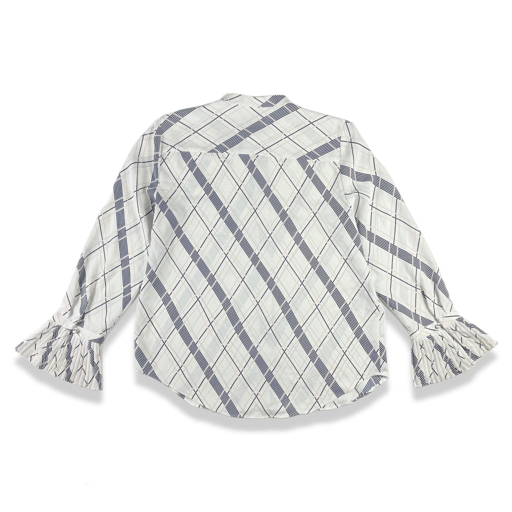 Blusa blanca estampada con puños plisados para mujer Ann Taylor talla M, foto 2