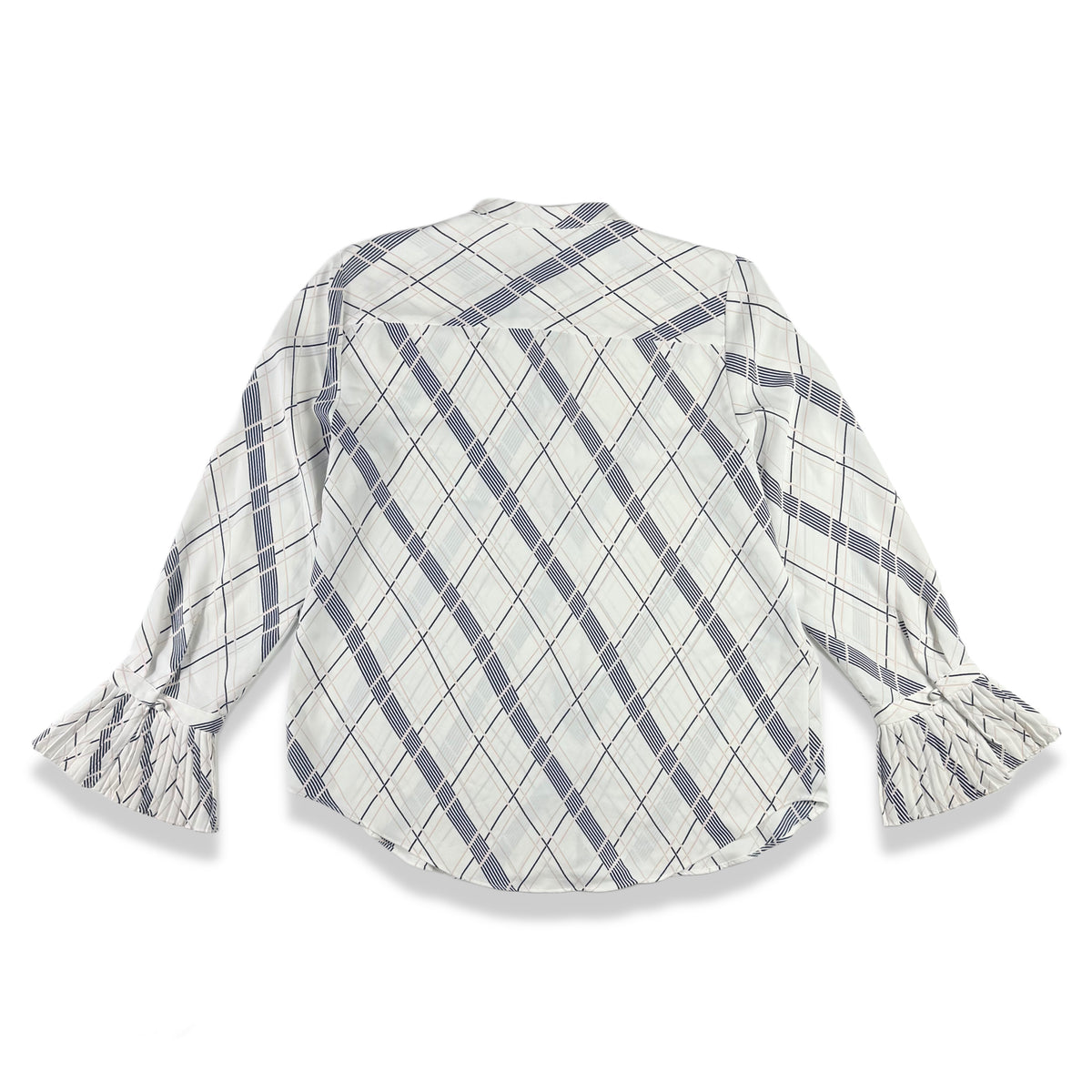 Blusa blanca estampada con puños plisados para mujer Ann Taylor talla M, foto 2