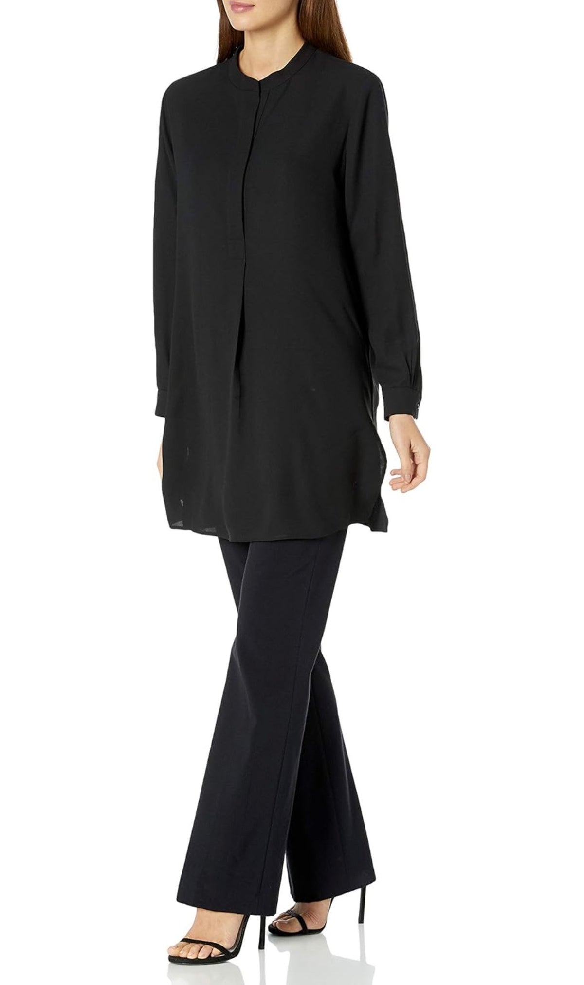 Blusa negra larga Anne Klein, talla S, foto 3