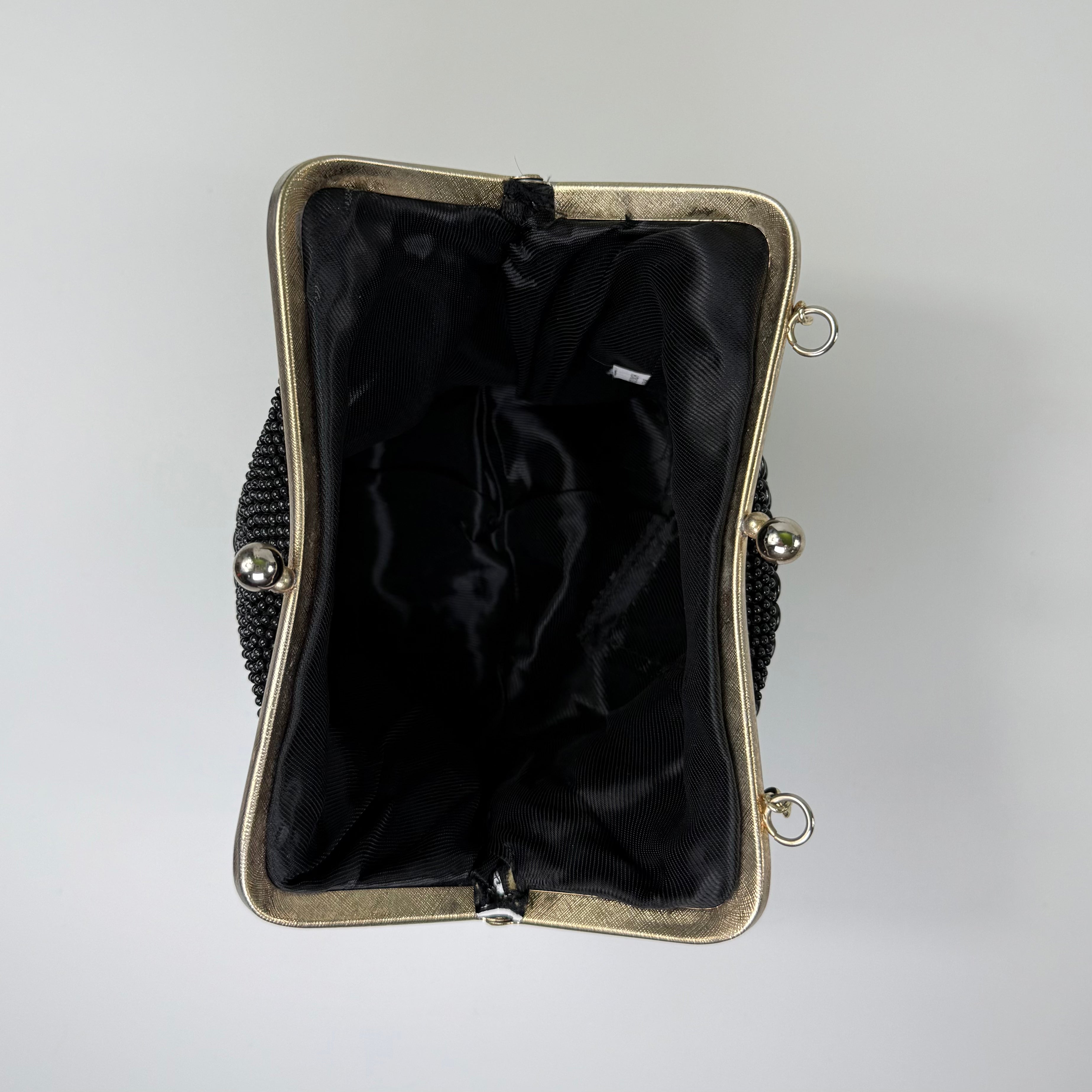 Cartera vintage negra con pedrería y cadena dorada para mujer, foto 3