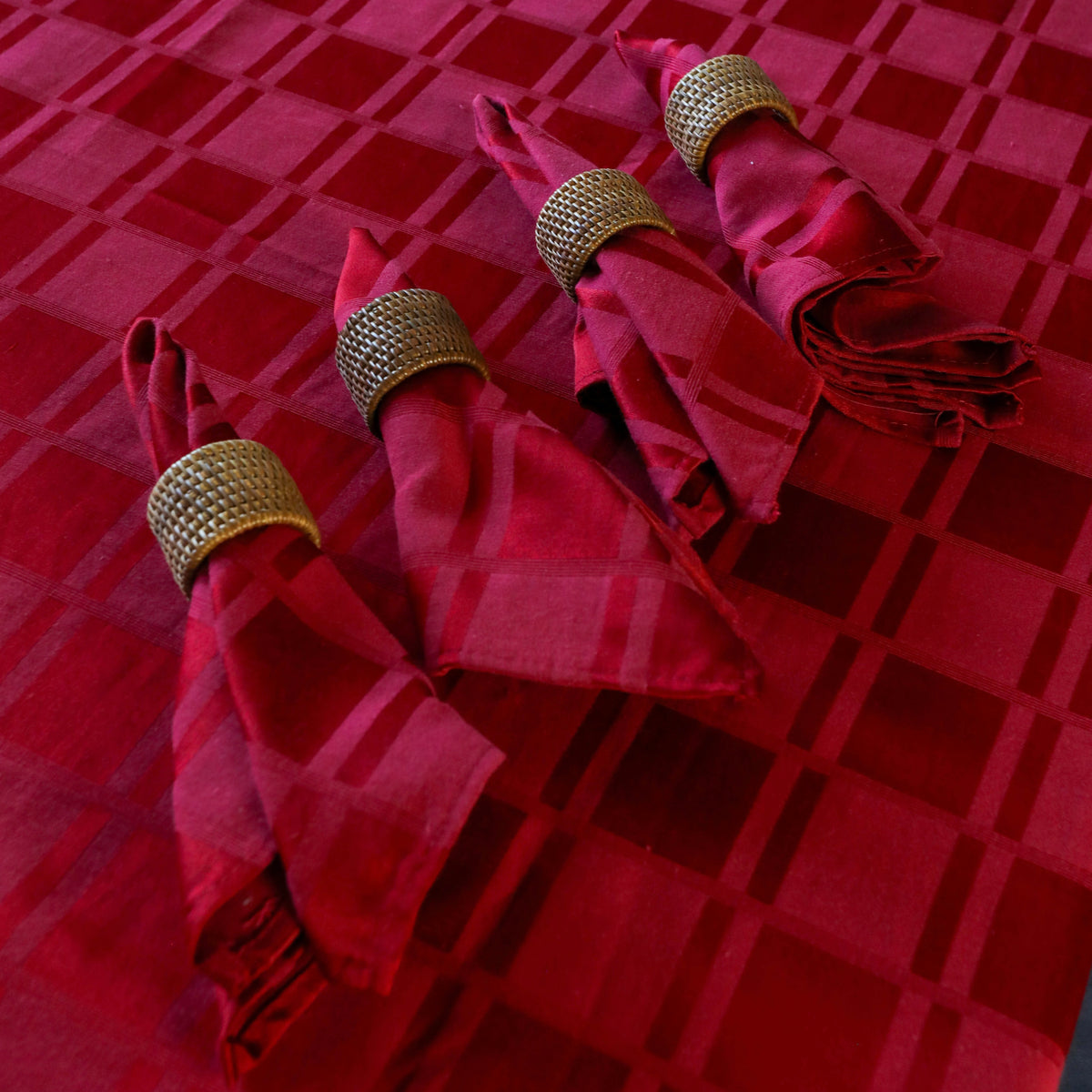 Set de mantel rojo con 4 servilletas, foto 4