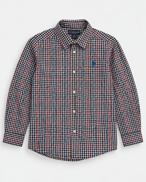Camisa de cuadros de mangas largas para niño U.S. Polo Assn. talla L (10/12), ropa de segunda mano en República Dominicana