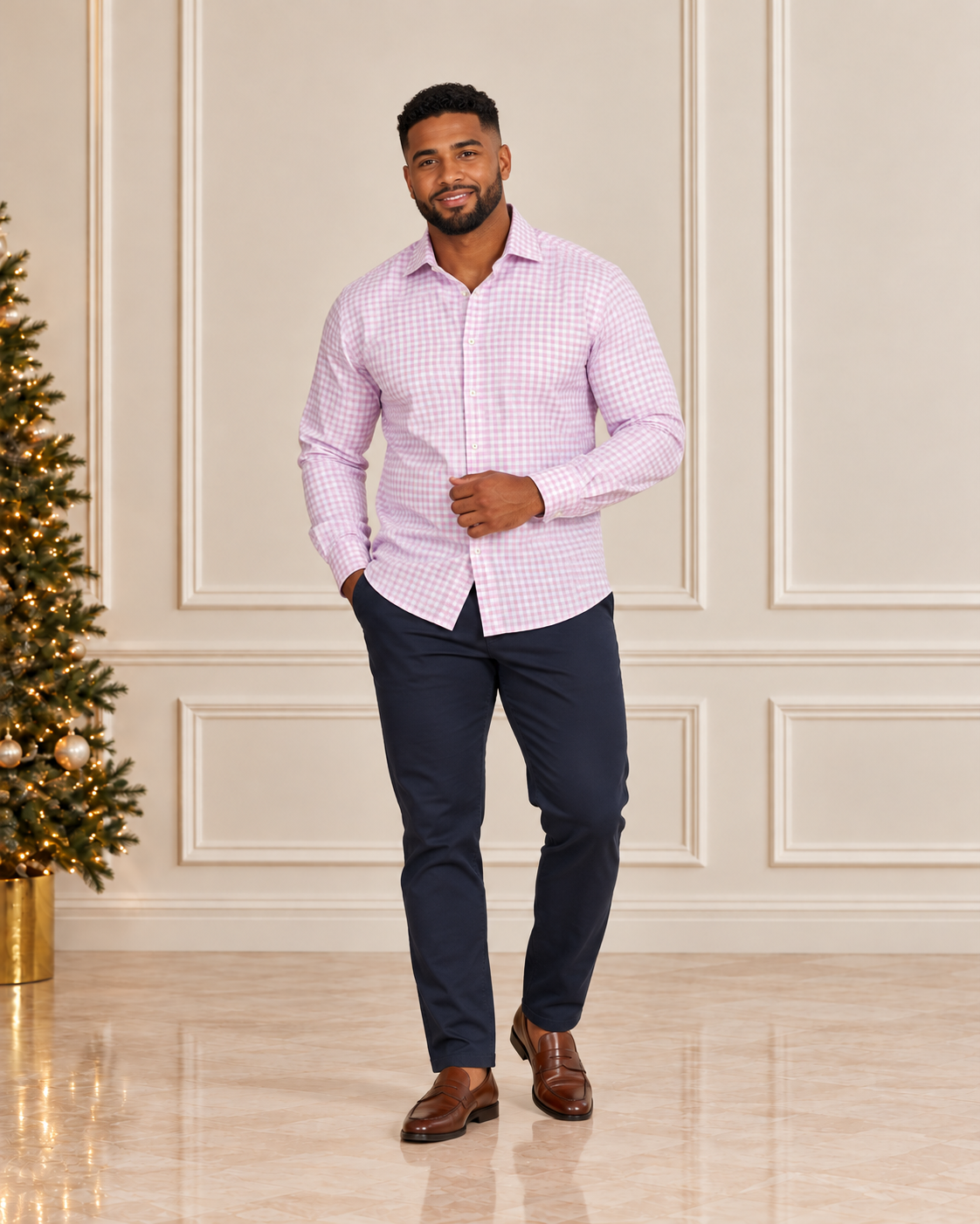 Camisa rosada Michael Strahan, talla 16 1/2, ropa de segunda mano en República Dominicana