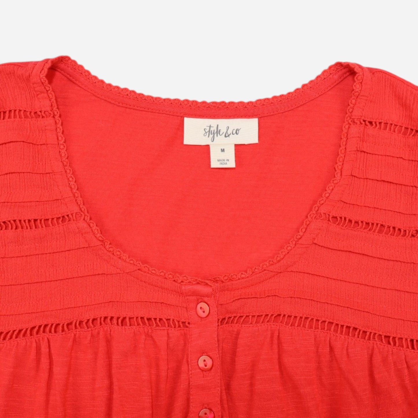 TOP SIN MANGAS ESTILO HENLEY | STYLE & CO | TALLA M