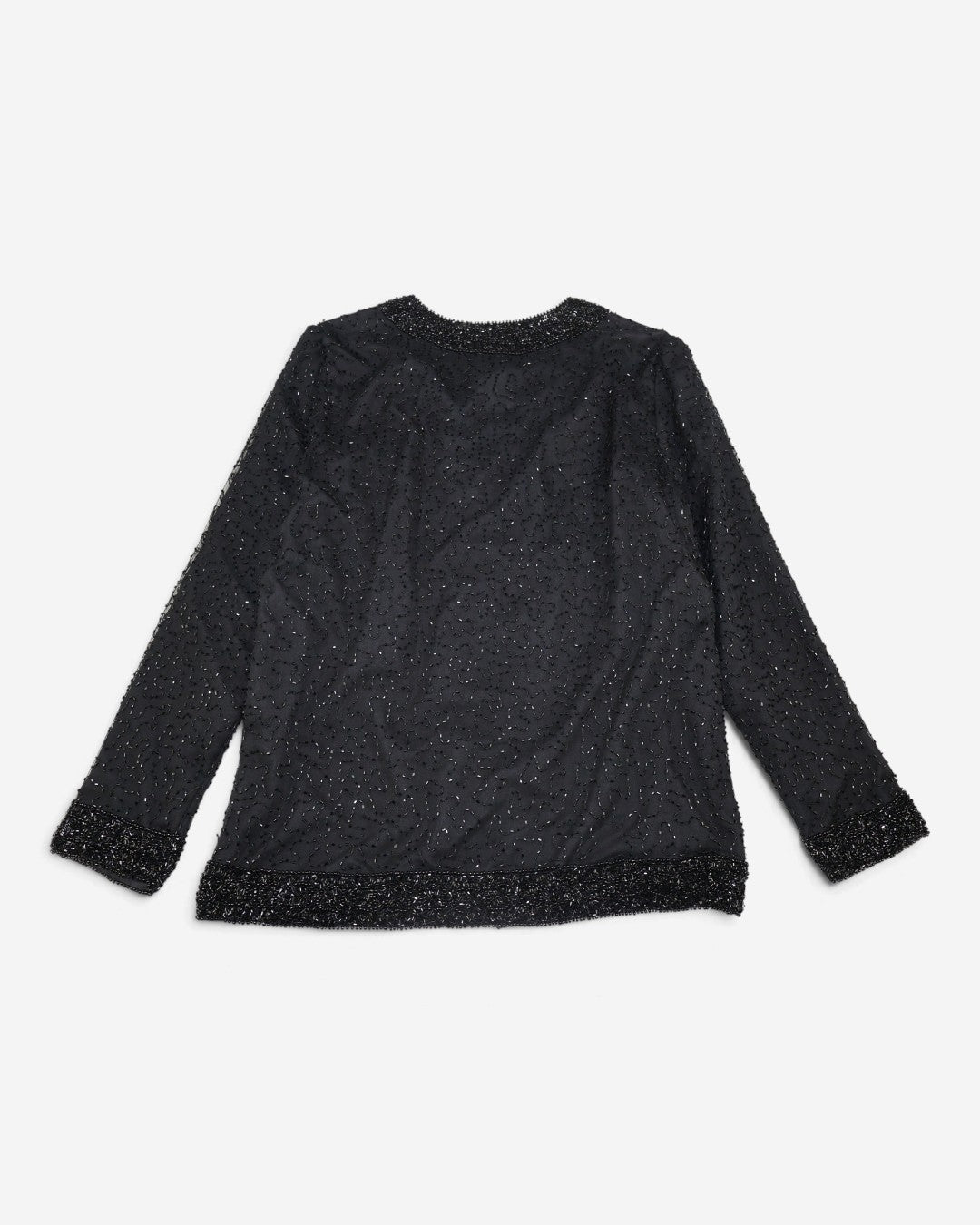 Chaqueta negra de seda con cuentas para mujer, marca Laurence Kazar, talla S, foto 8