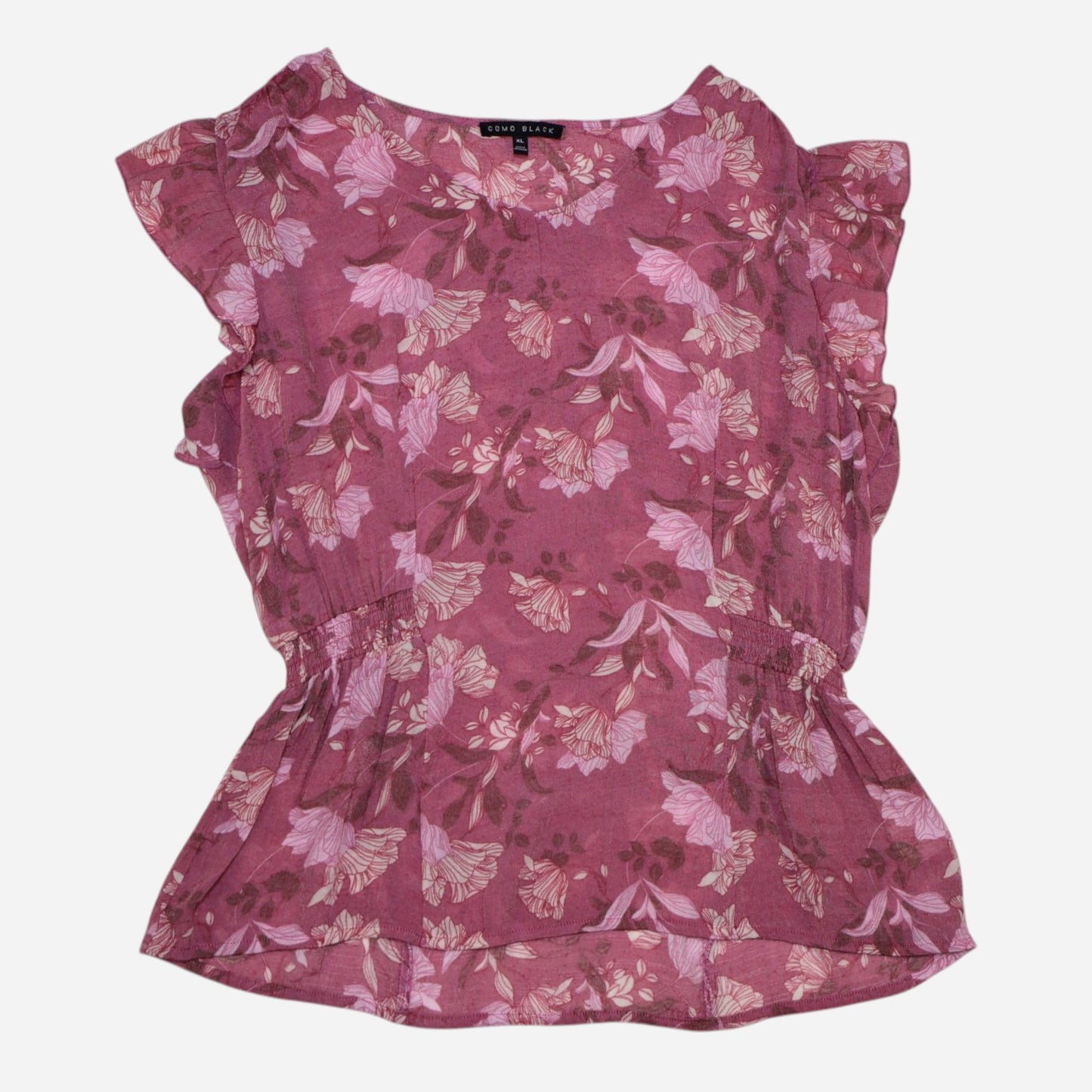 BLUSA FLORAL DE MANGAS CON VOLANTES | COMO BLACK | TALLA XL
