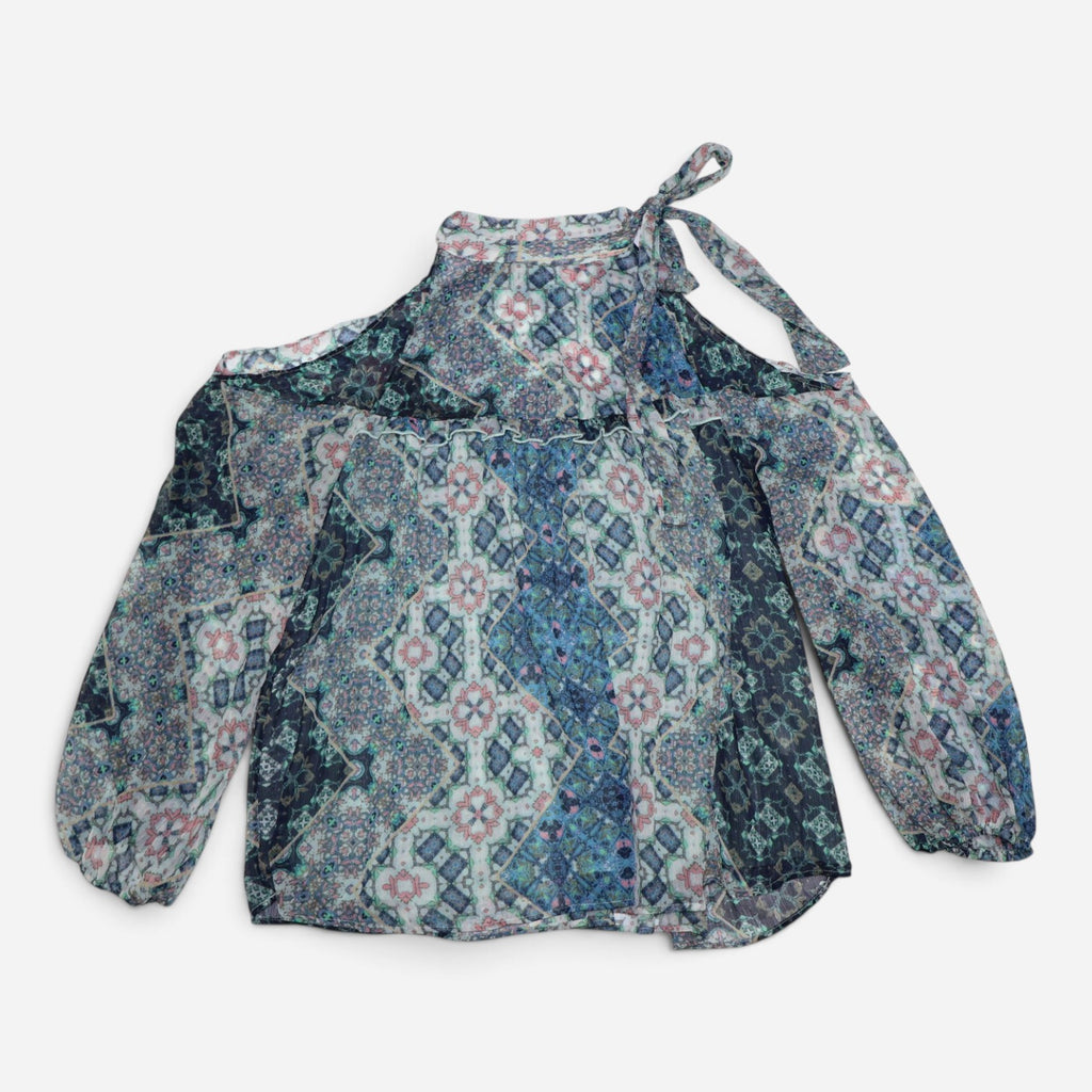 BLUSA ESTAMPADA CON HOMBROS DESCUBIERTOS | LIBBY EDELMAN | TALLA XL