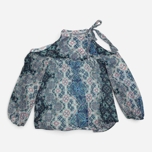 BLUSA ESTAMPADA CON HOMBROS DESCUBIERTOS | LIBBY EDELMAN | TALLA XL