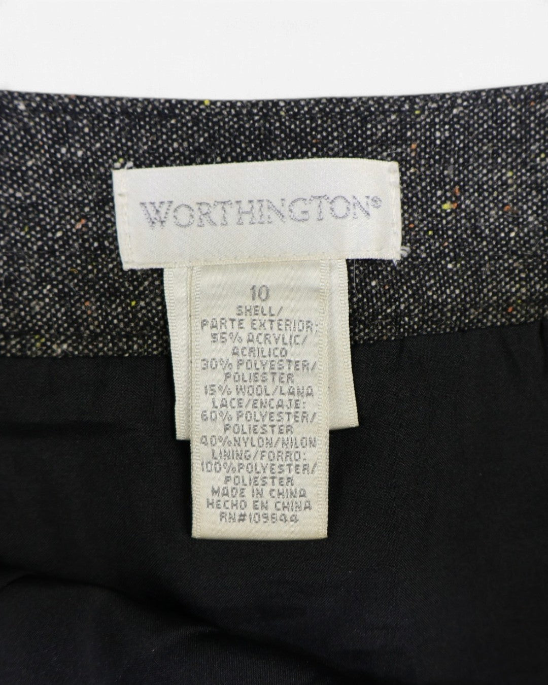Falda de tweed gris Worthington, talla 10, foto 9