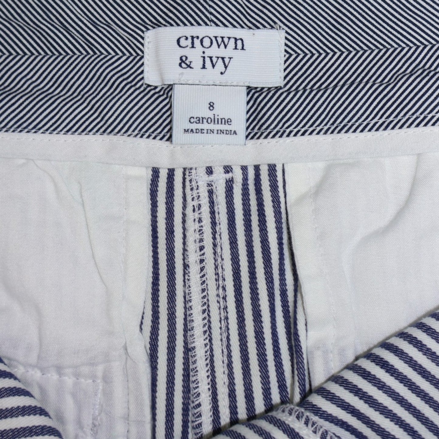 SHORT DE RAYAS CON PALMERAS | CROWN & IVY | TALLA 8 (M)