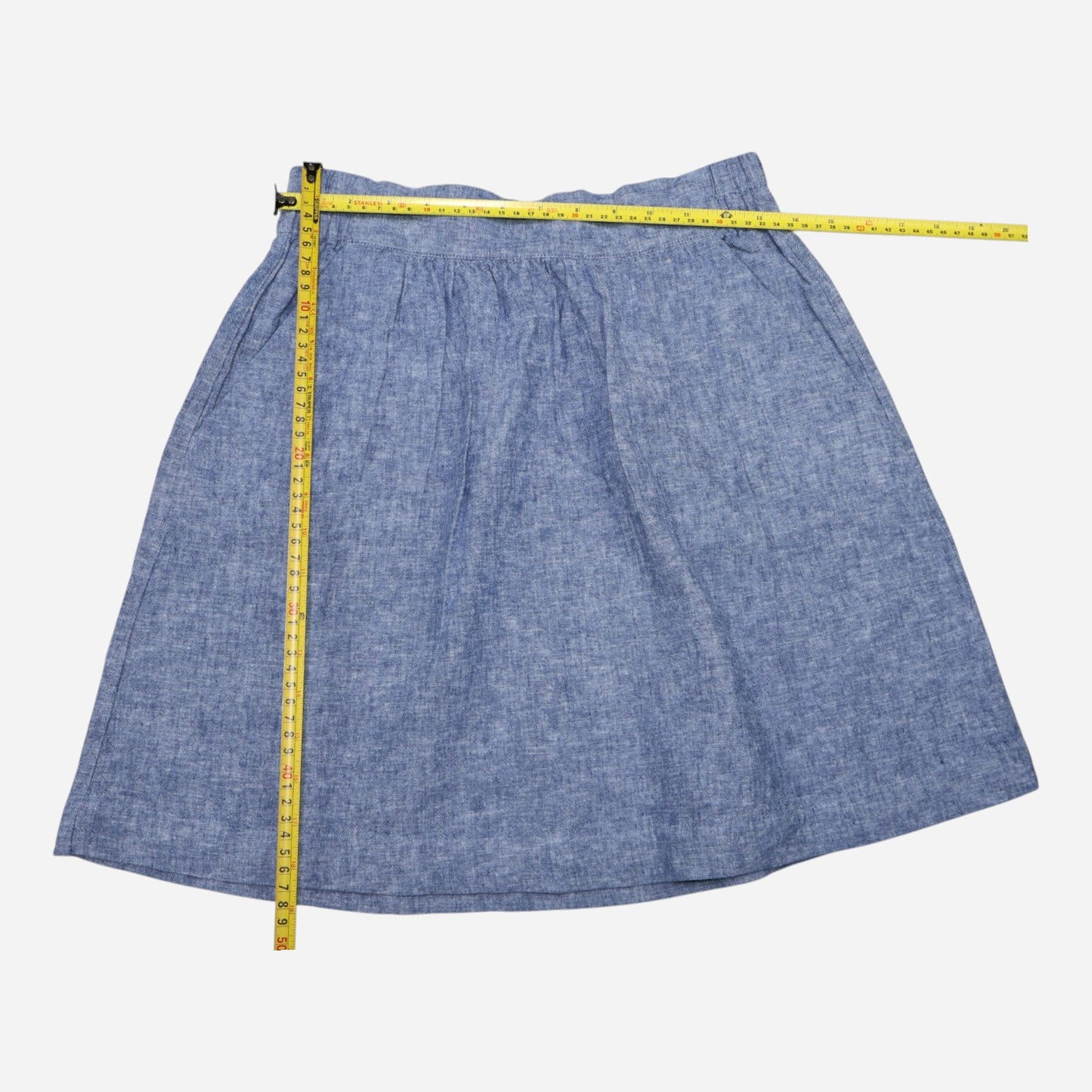 FALDA AZUL DE LINO CON CINTURA ELÁSTICA | LOFT | TALLA XS